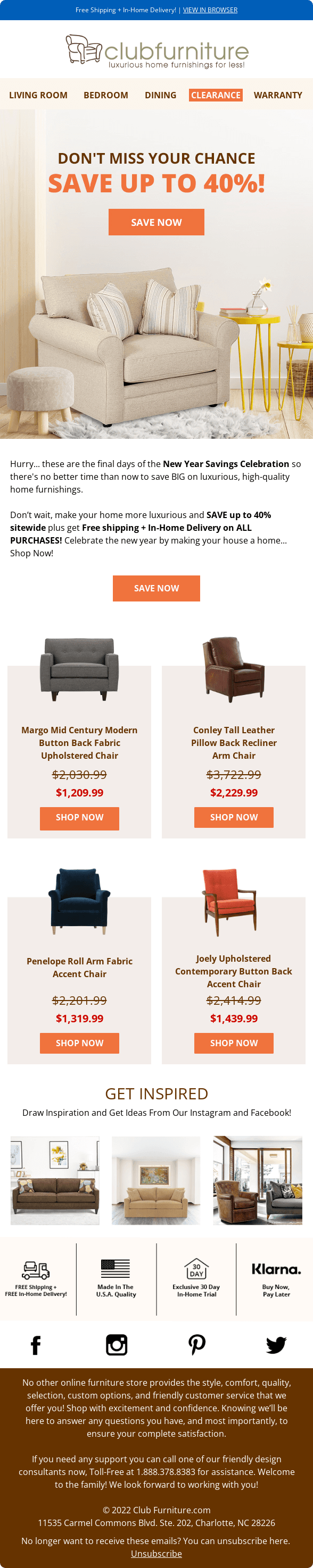 Club Furniture Email Design 1