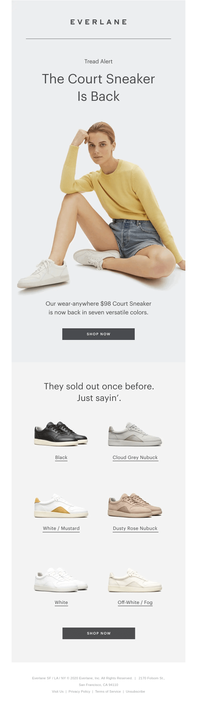 Everlane's Back-in-Stock Email