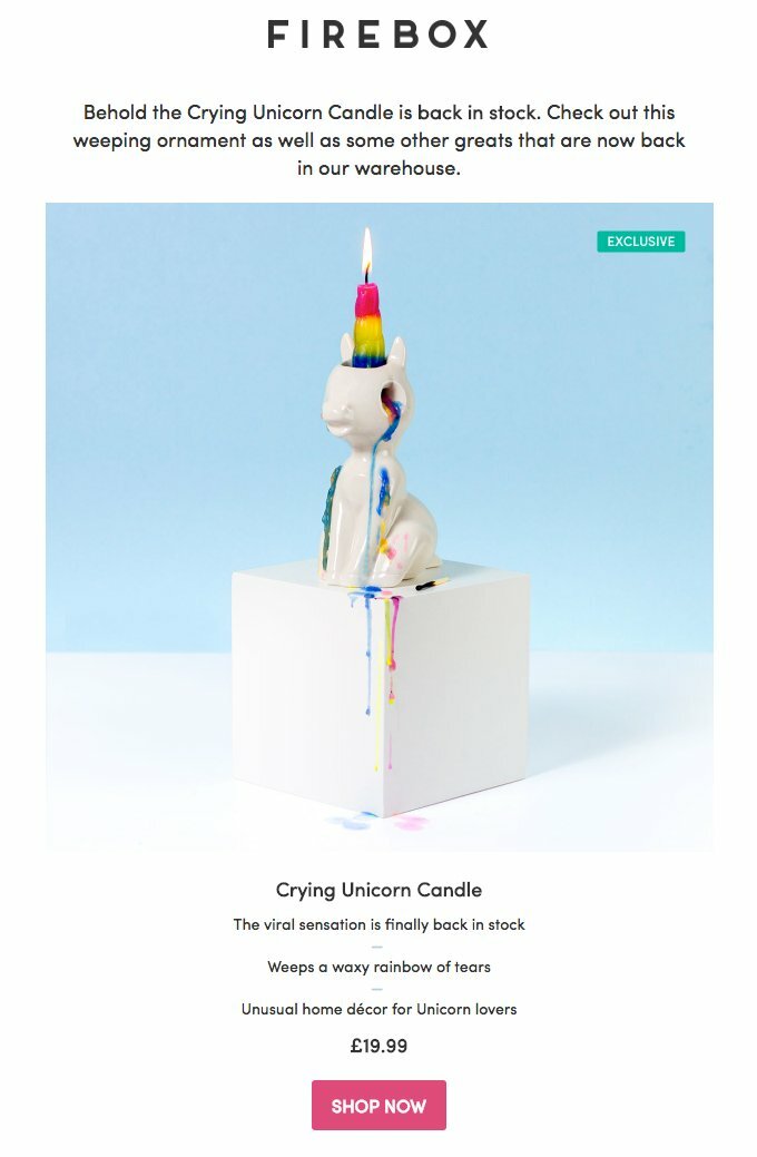 Firebox's Back-in-Stock Email