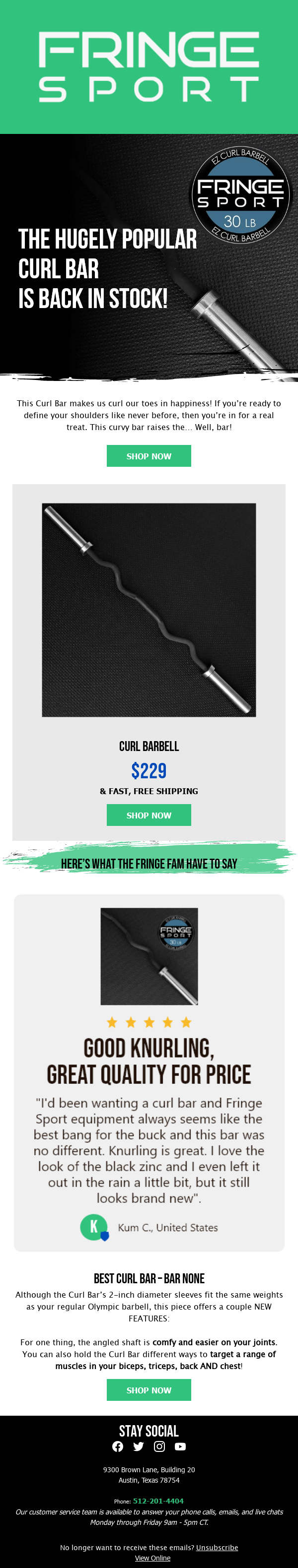 Fringe Sport's Back-in-Stock Email