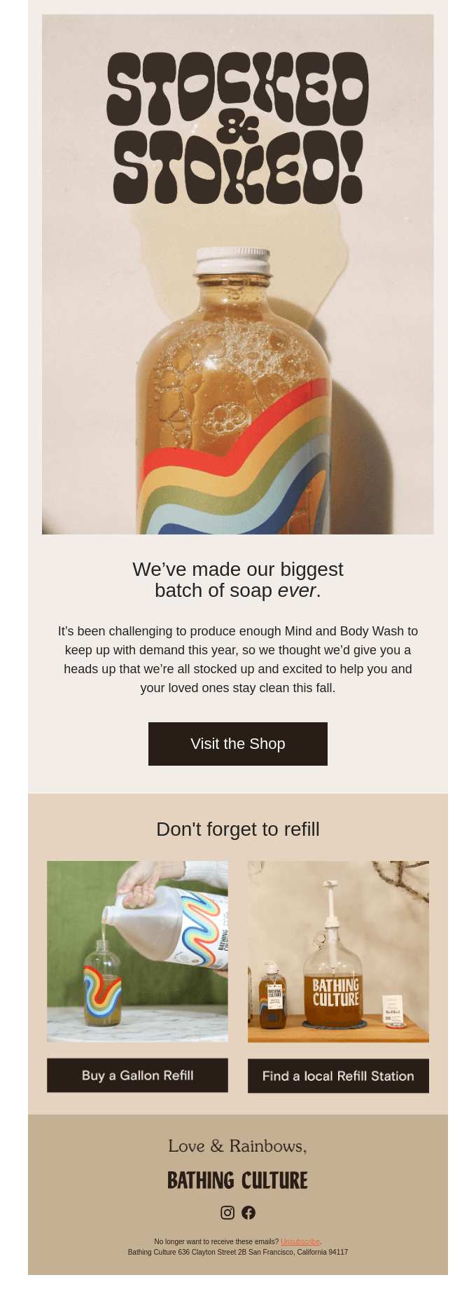 Bathing Culture's Back-in-Stock Email