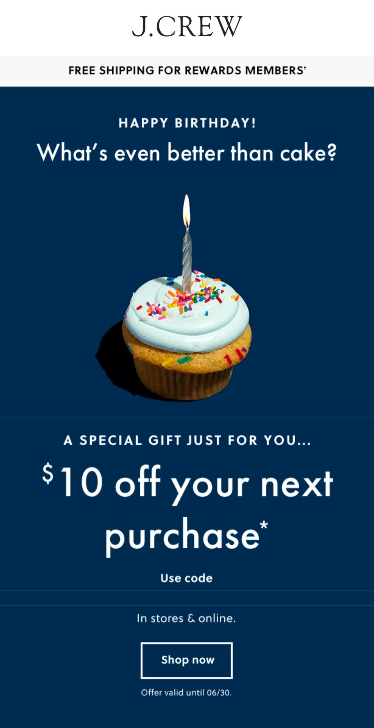 J.Crew's Birthday Email