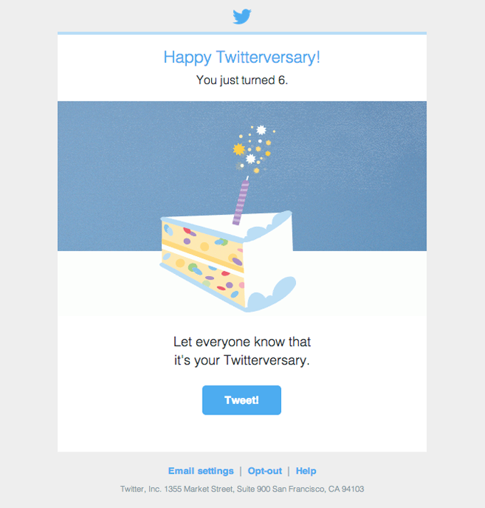 Twitter's Anniversary Email