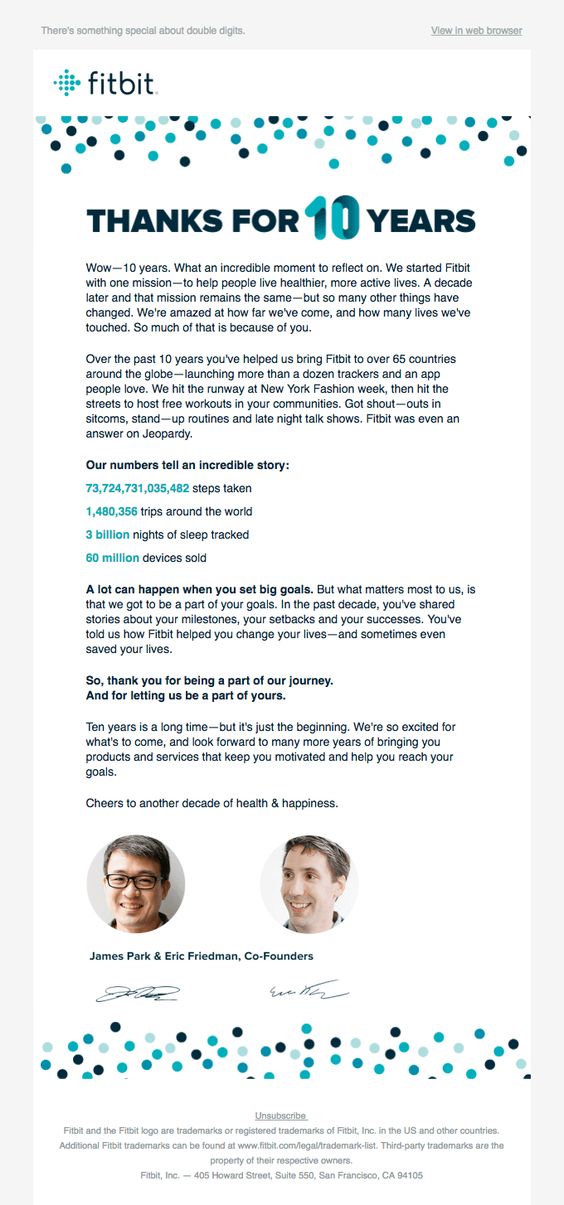 Fitbit's Brand Anniversary Email
