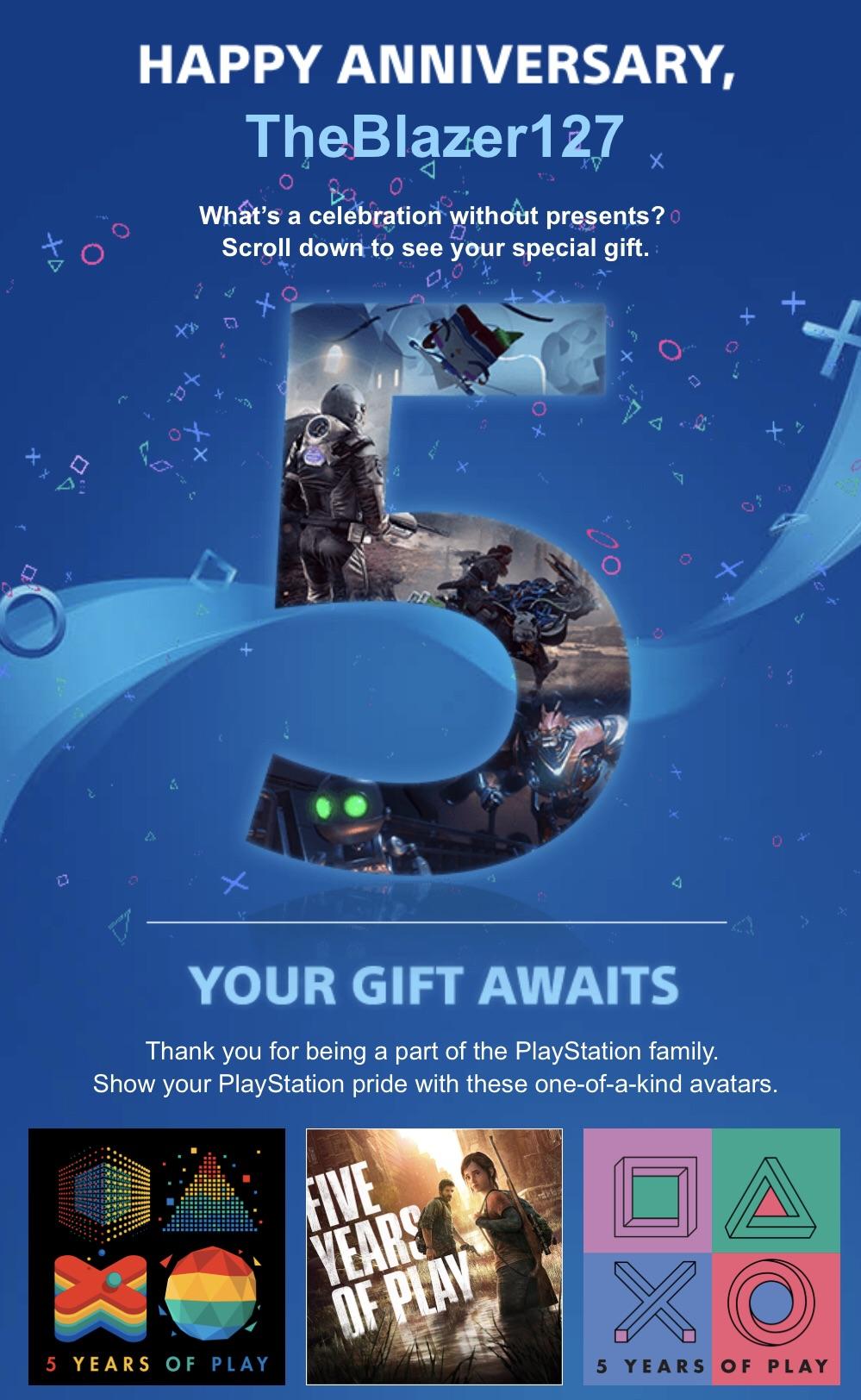 Playstation's Anniversary Email