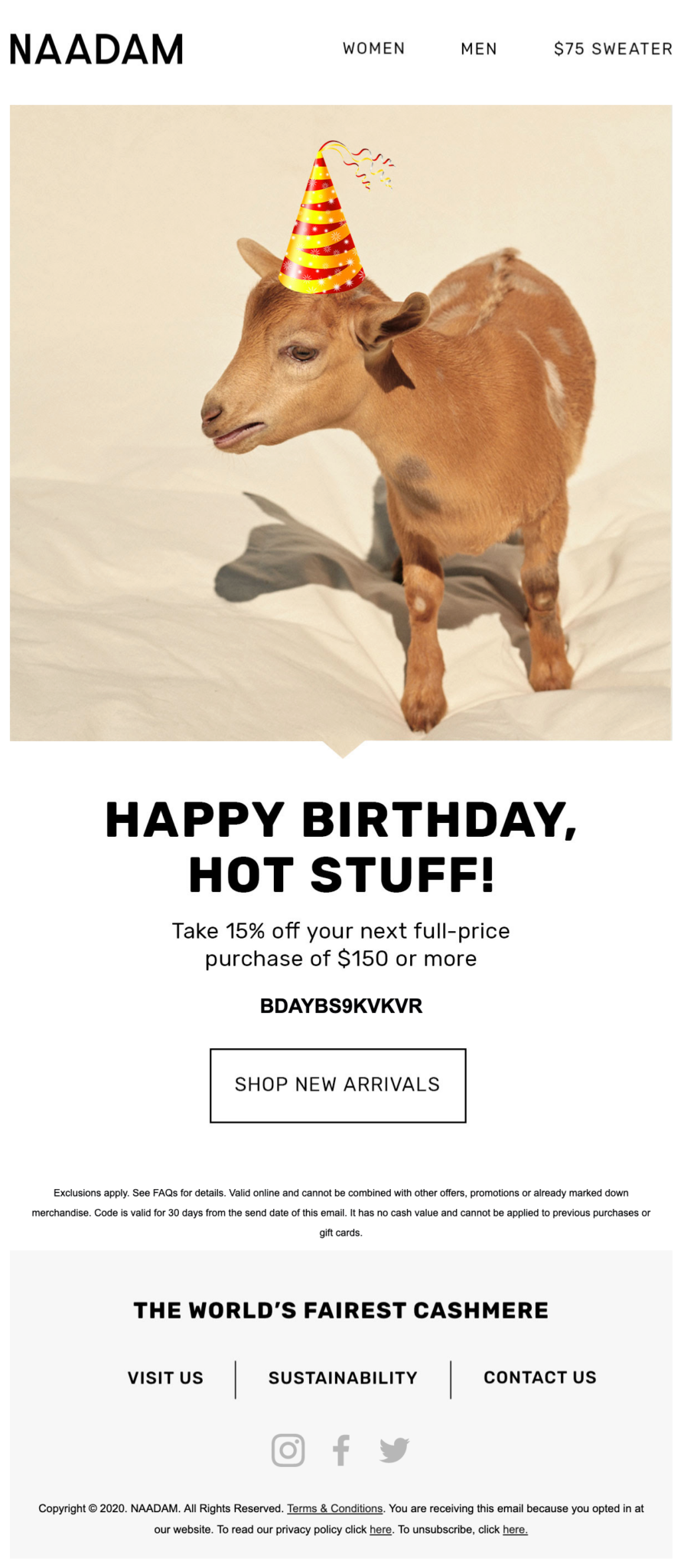 NAADAM's Birthday Email