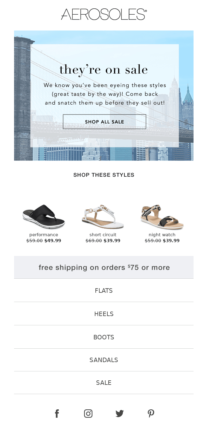 Aerosoles's Browse Abandonment Email