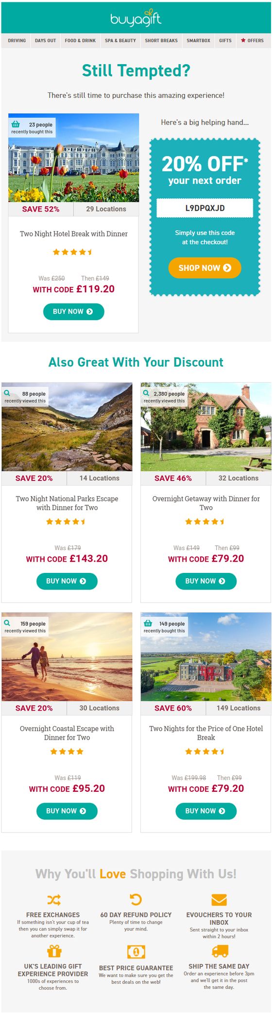 Buyagift's Browse Abandonment Email