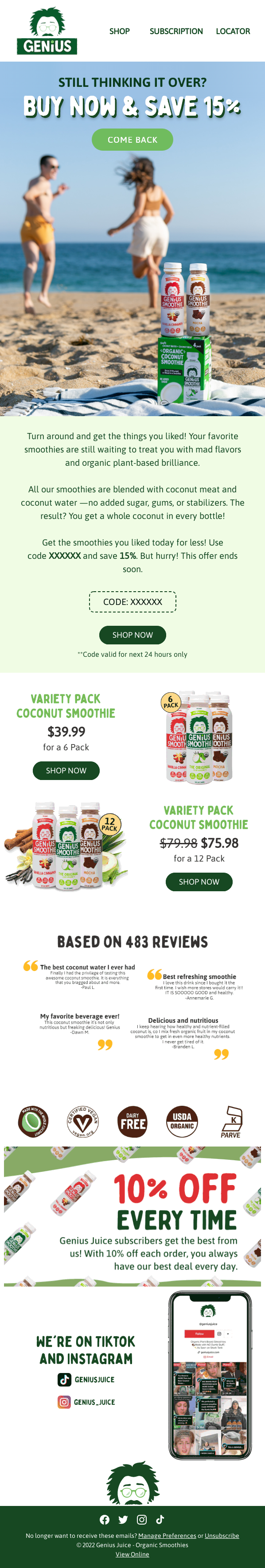 Genius Juice's Browse Abandonment Email