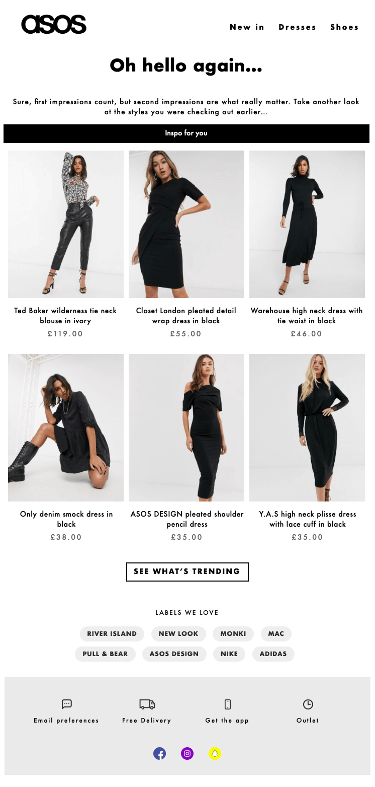 ASOS's Browse Abandonment Email