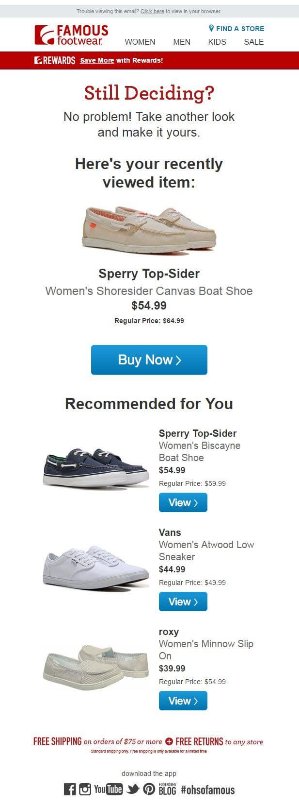 Famous Footwear's Browse Abandonment Email