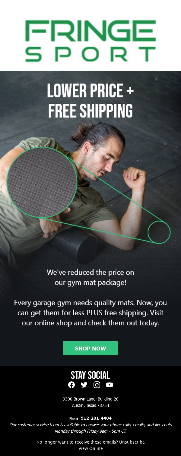 Fringe Sport's Fitness Email