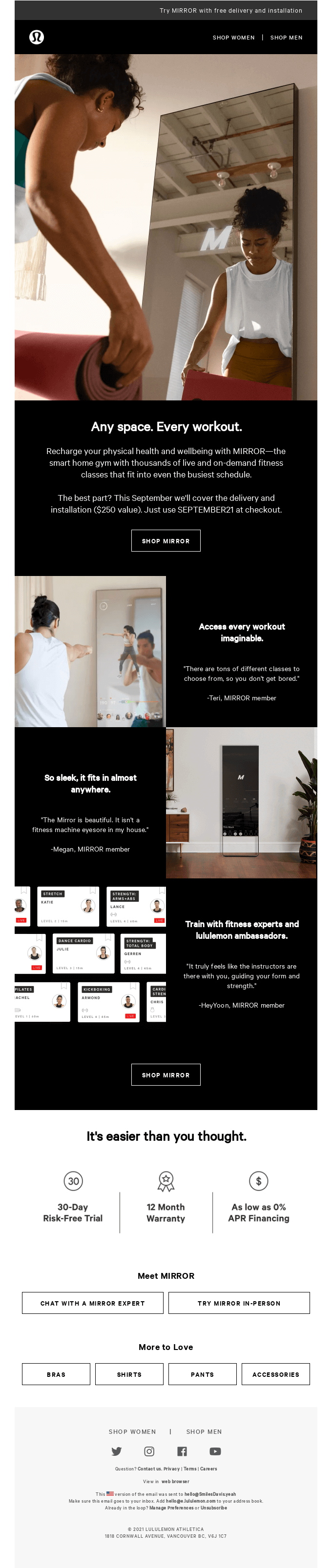 Lululemon's Fitness Email