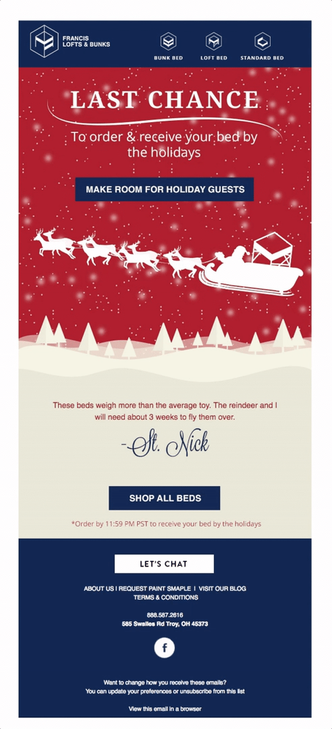 Francis Lofts & Bunks's Best Cyber Monday Email