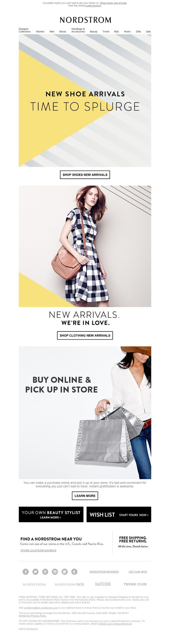 Nordstrom's New Arrivals Email