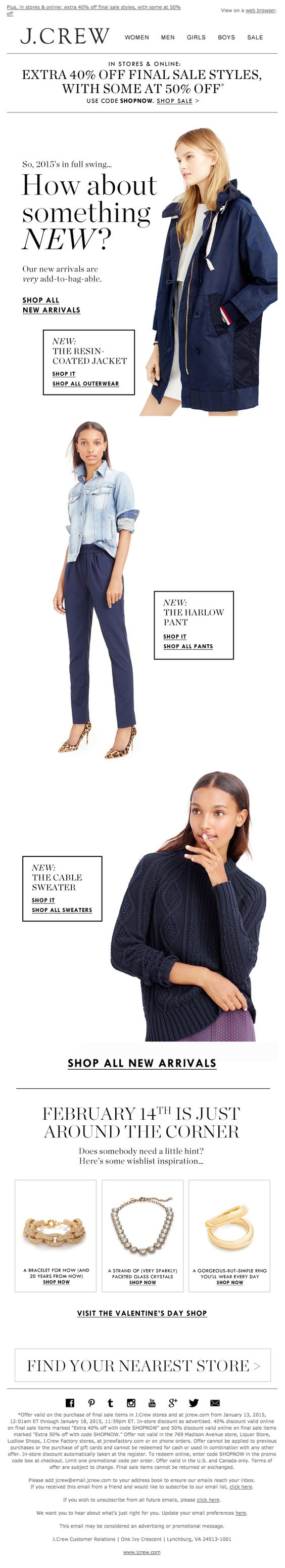 J.Crew's New Arrivals Email