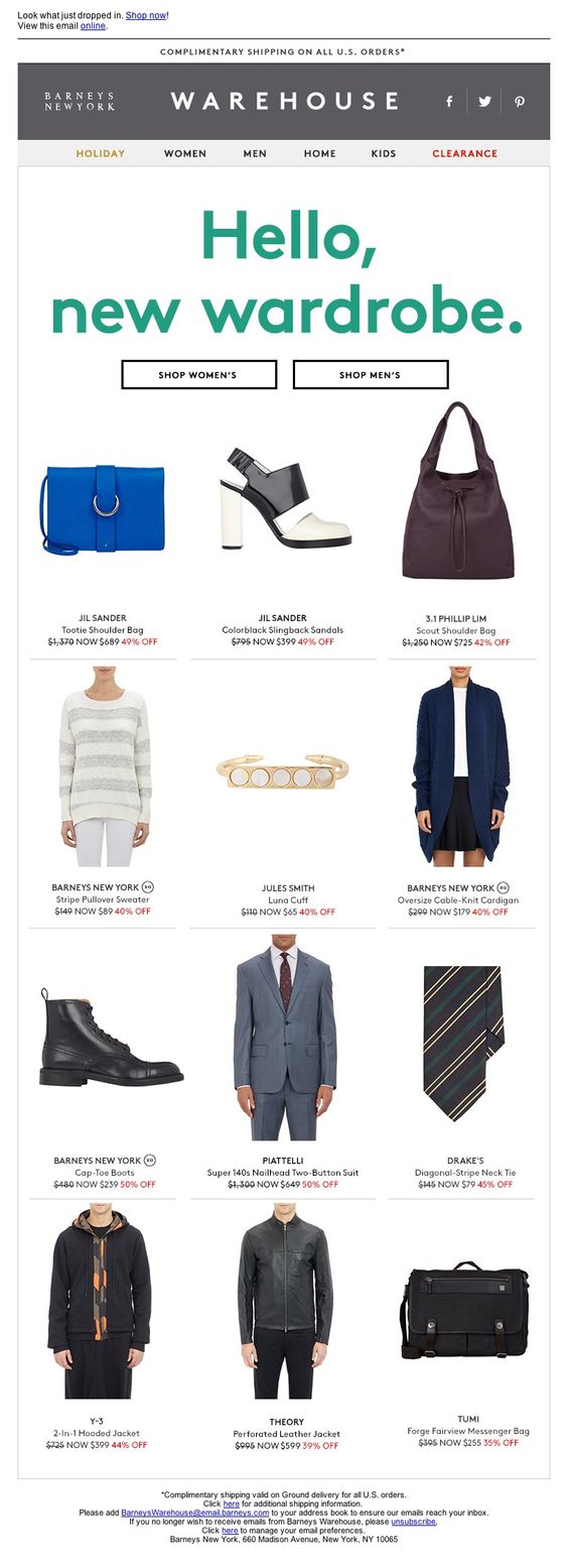 Barney's New York New Arrivals Email