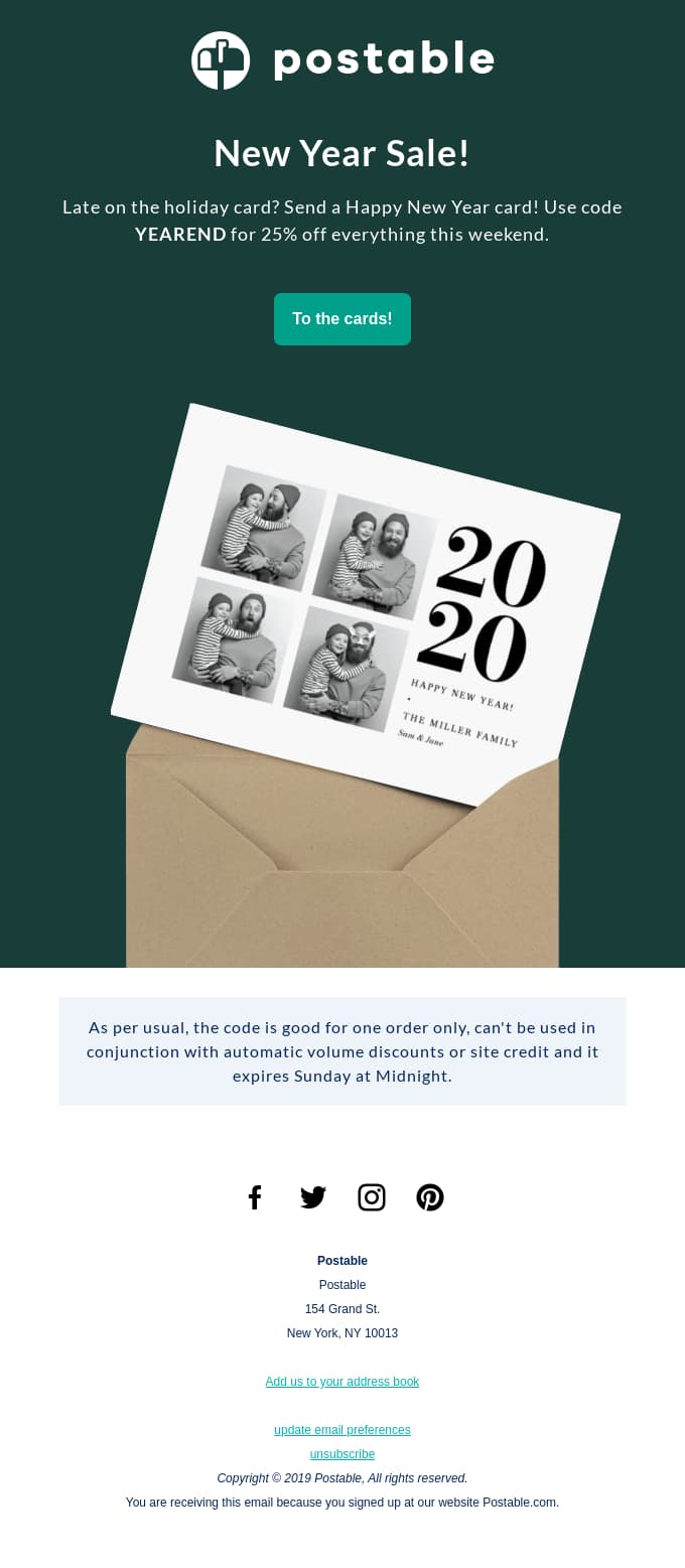 Postable's Best New Year's Email