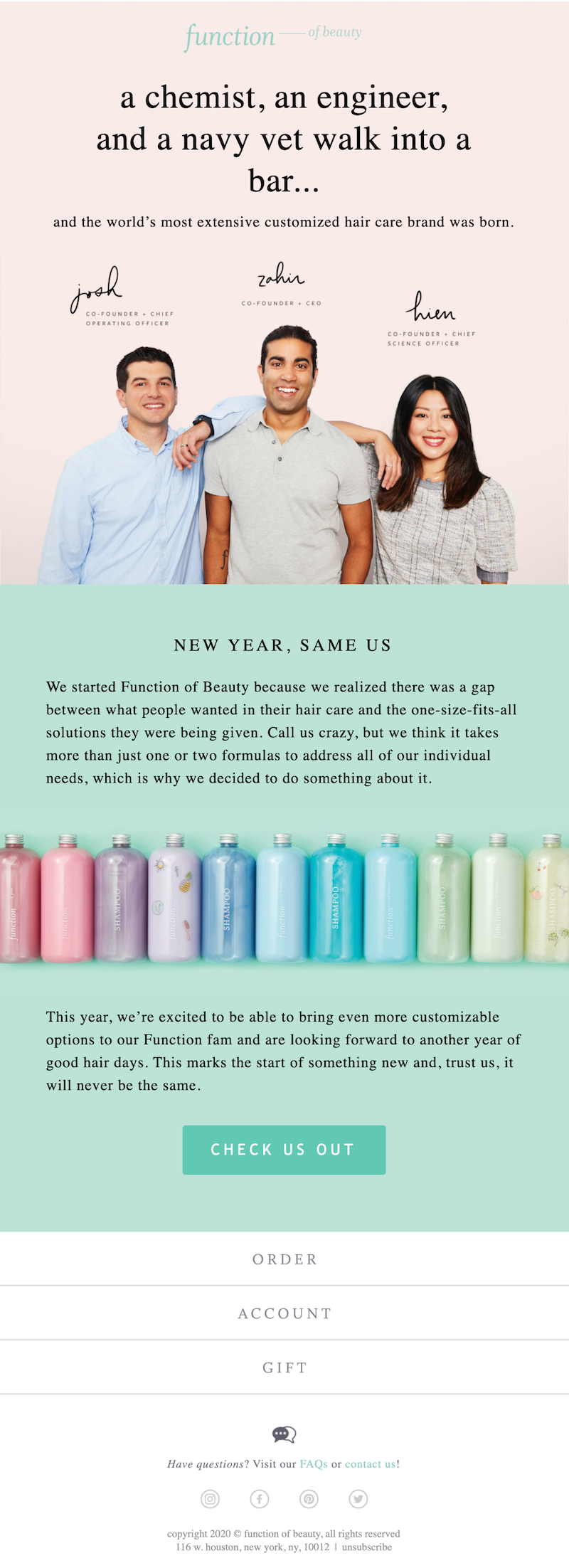 Function of Beauty's Best New Year's Email