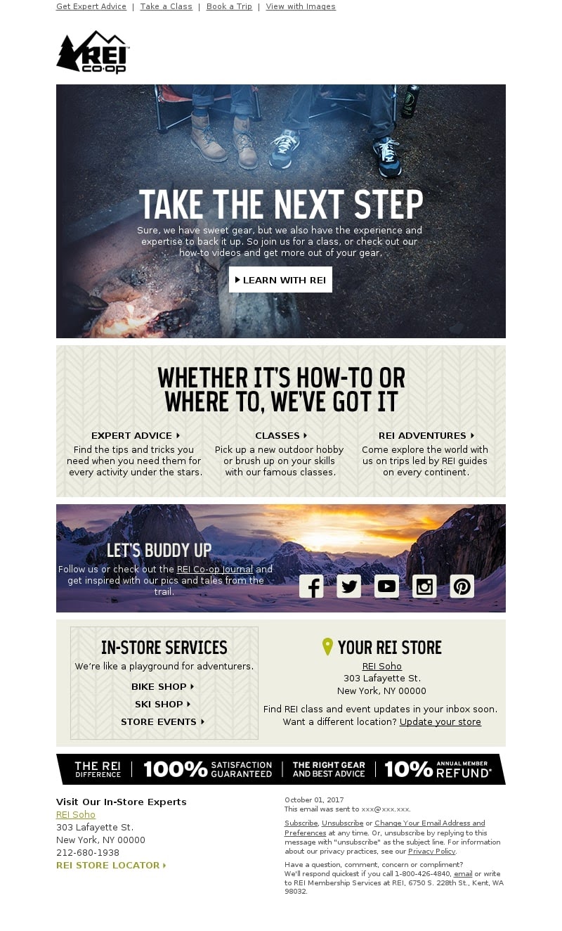 REI Co-op Shop's Post-Purchase Email