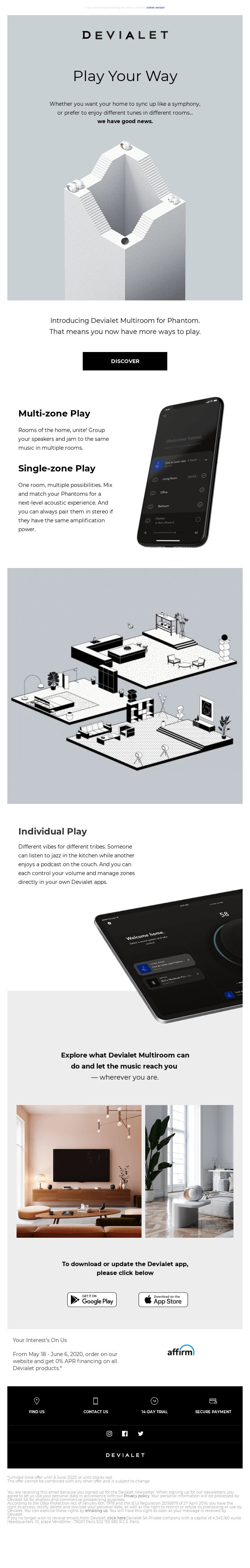 Devialet's Product Launch Email