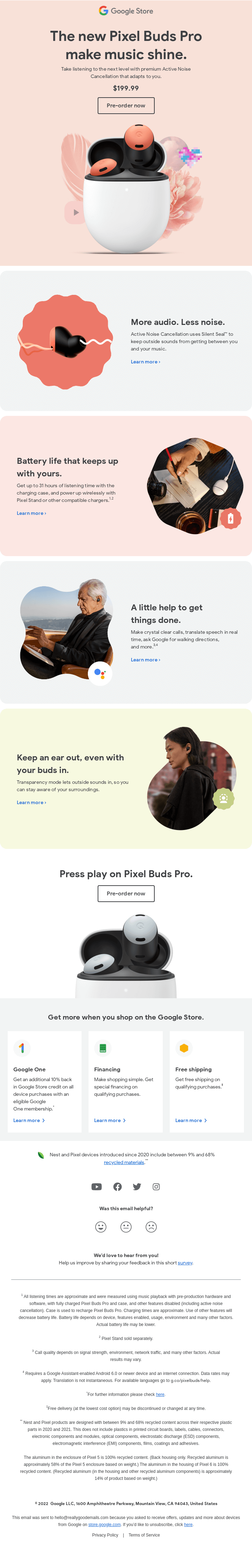 Google Store's Product Launch Email