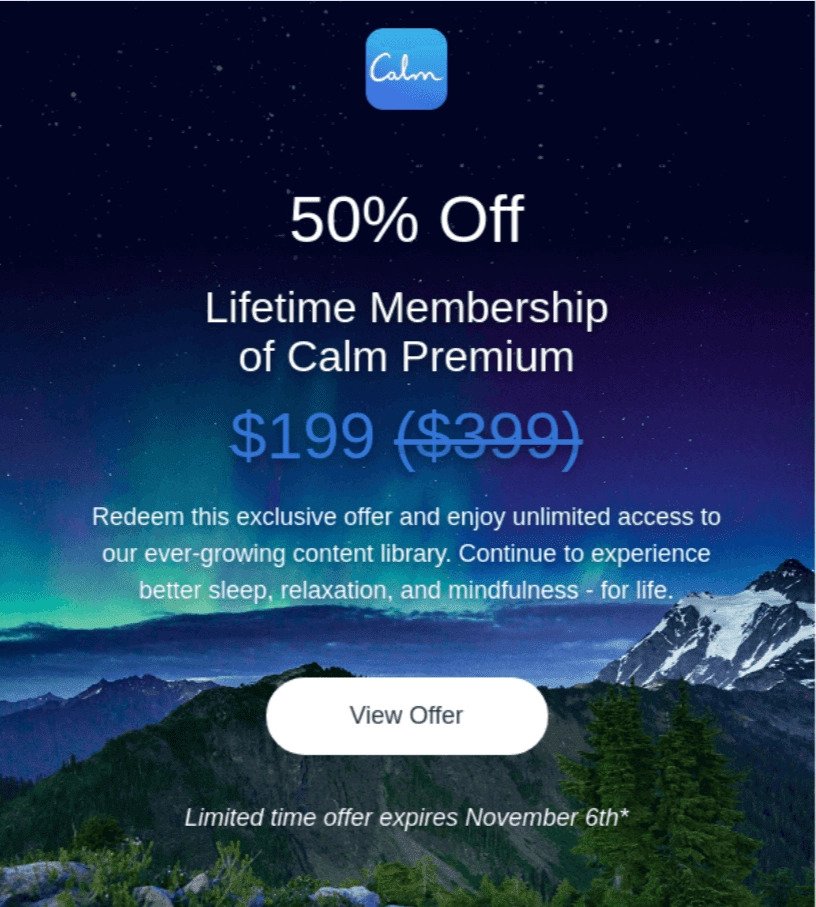 Calm's Best Discount Email