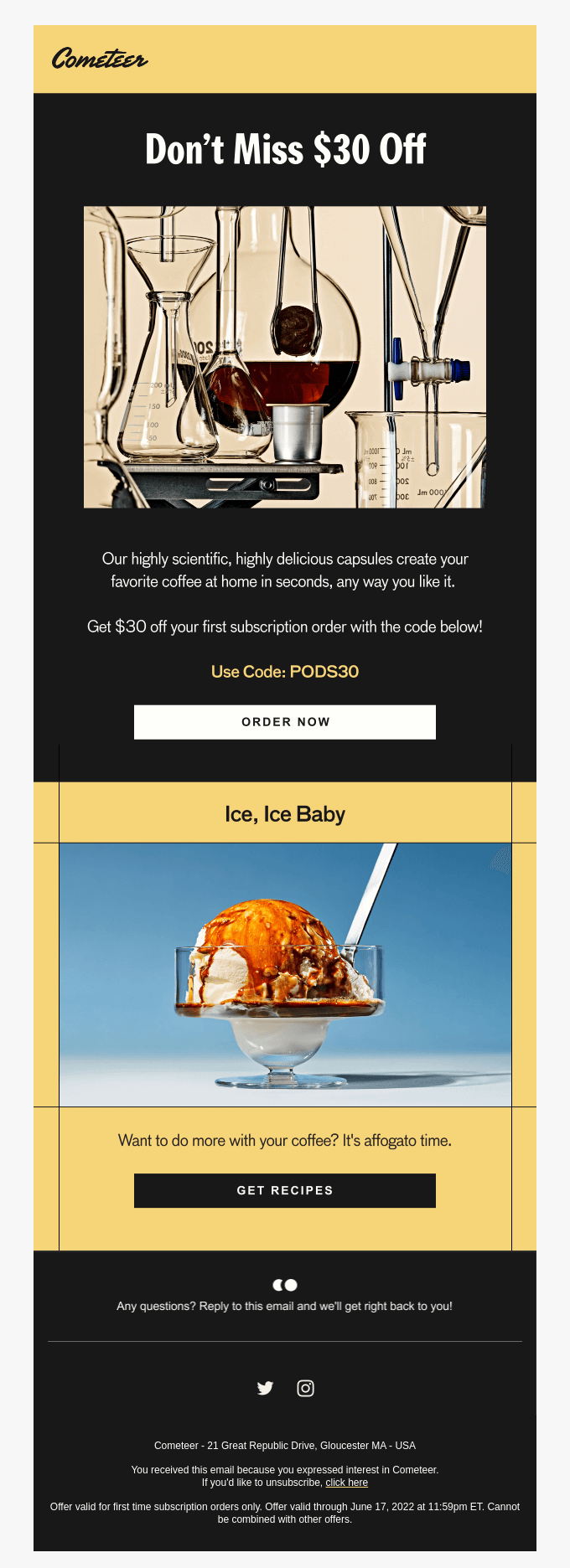 Cometeer's Best Discount Email