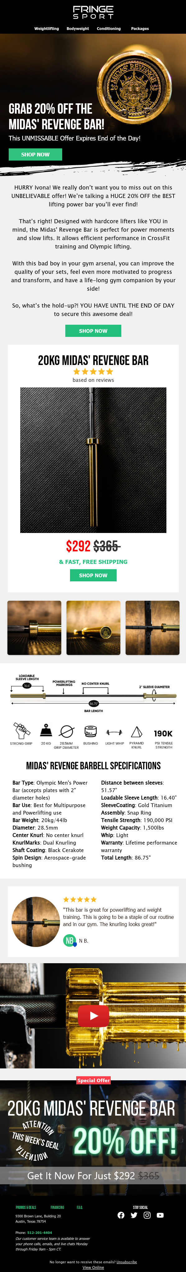 Fringe Sport's Best Promotional Email