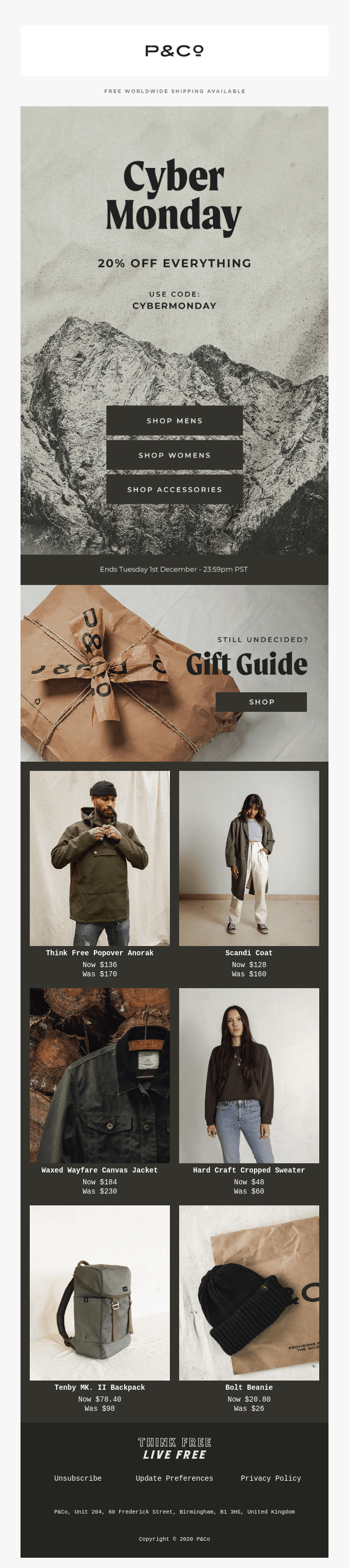 P&Co's Best Cyber Monday Email