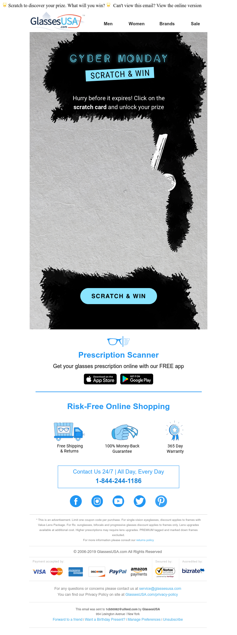 GlassesUSA's Best Cyber Monday Email