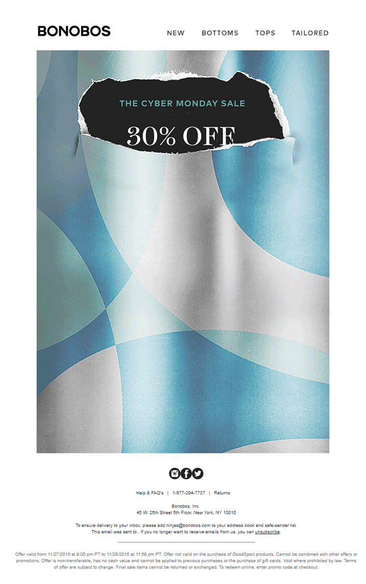Bonobos's Best Cyber Monday Email