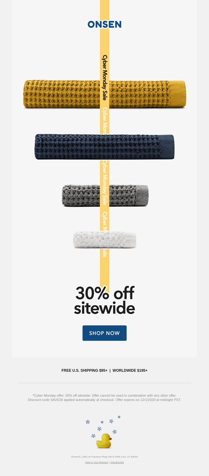 Onsen's Best Cyber Monday Email