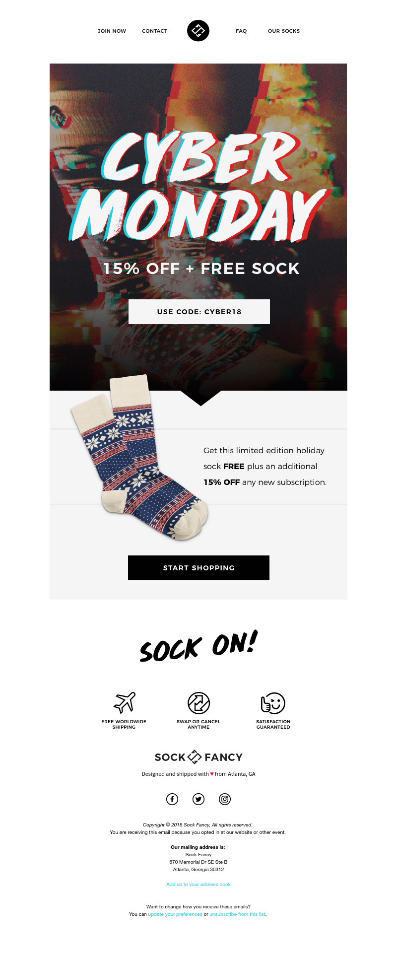 Sock Fancy's Best Cyber Monday Email