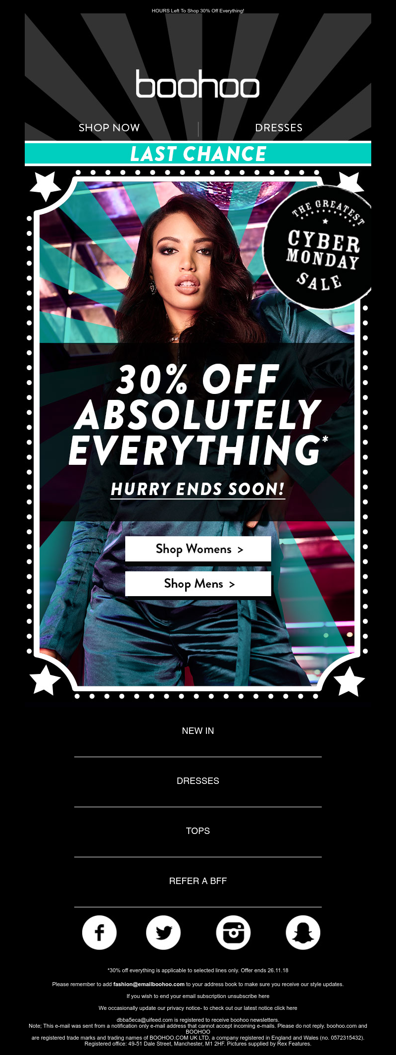 BooHoo's Best Cyber Monday Email