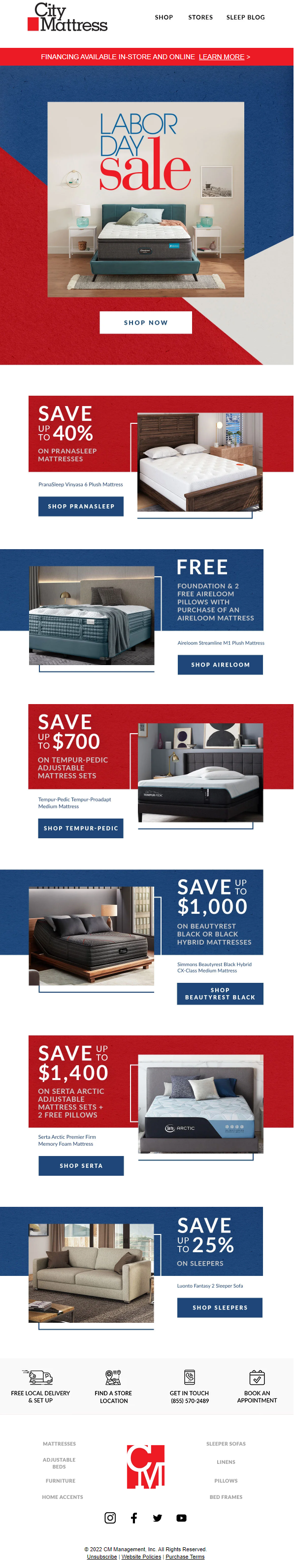 City Mattress' Labor Day Sale Email