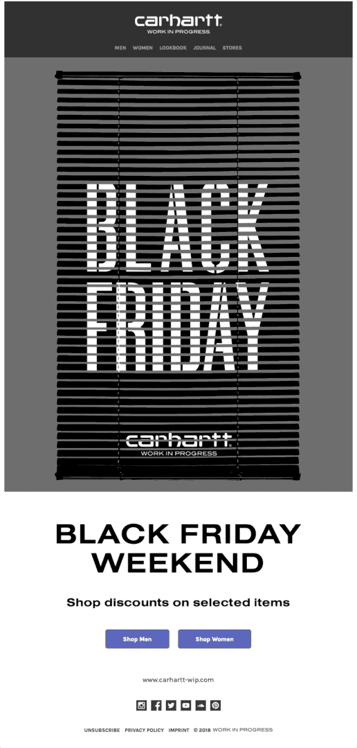 Carhartt's Best Black Friday Email