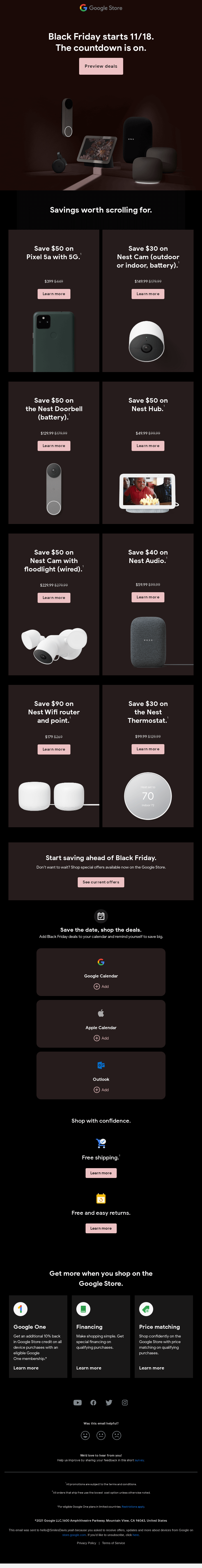 Google Store's Best Black Friday Email