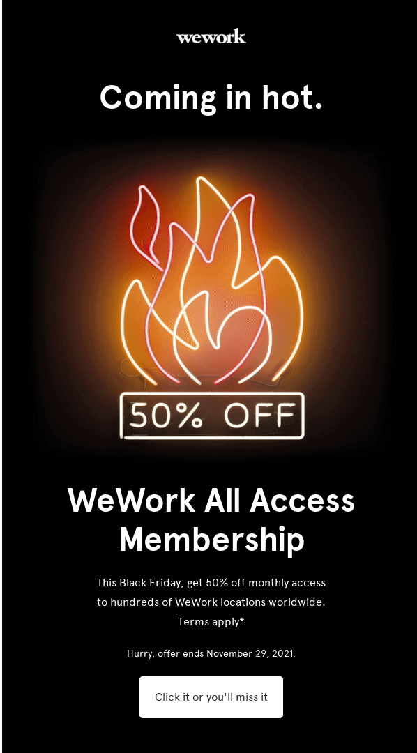 WeWork's Best Black Friday Email