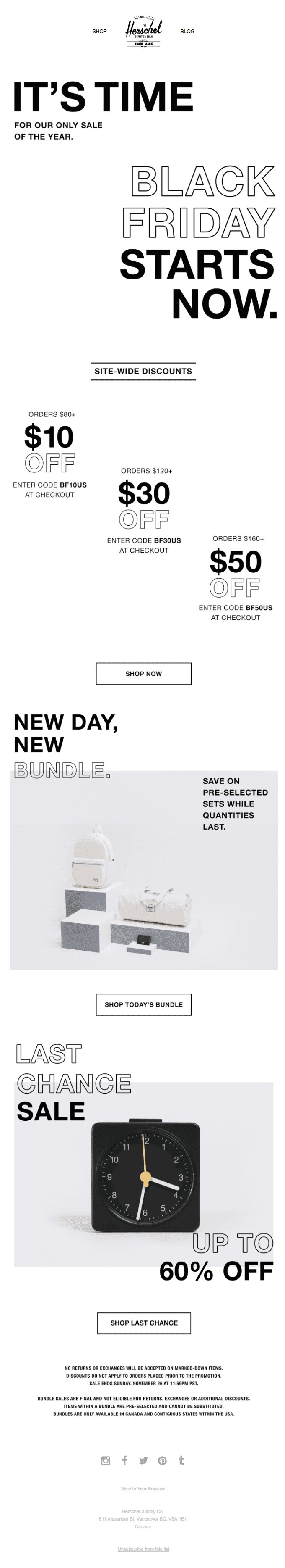 Herschel's Best Black Friday Email