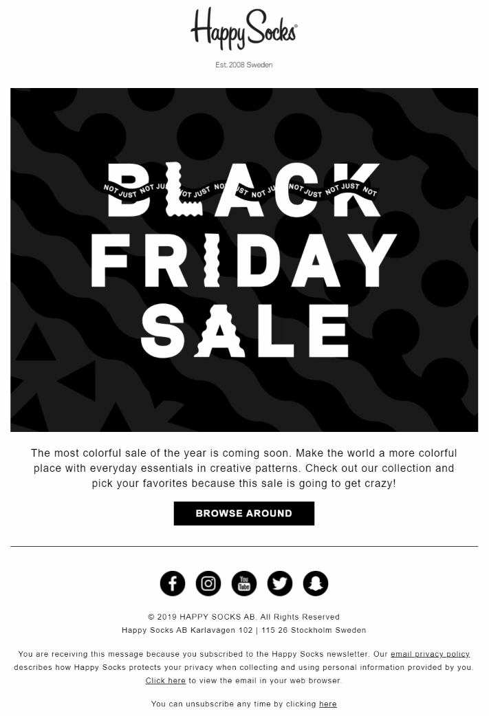 Happy Socks's Best Black Friday Email