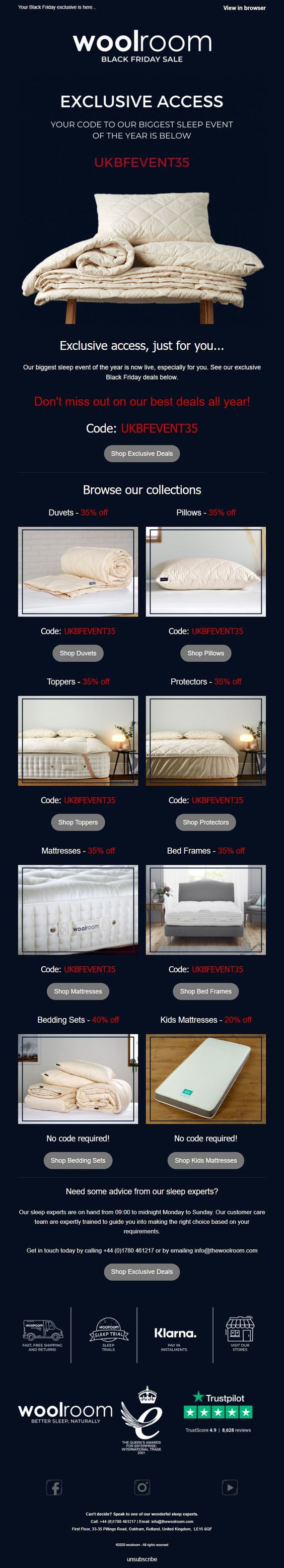 Woolroom's Best Black Friday Email