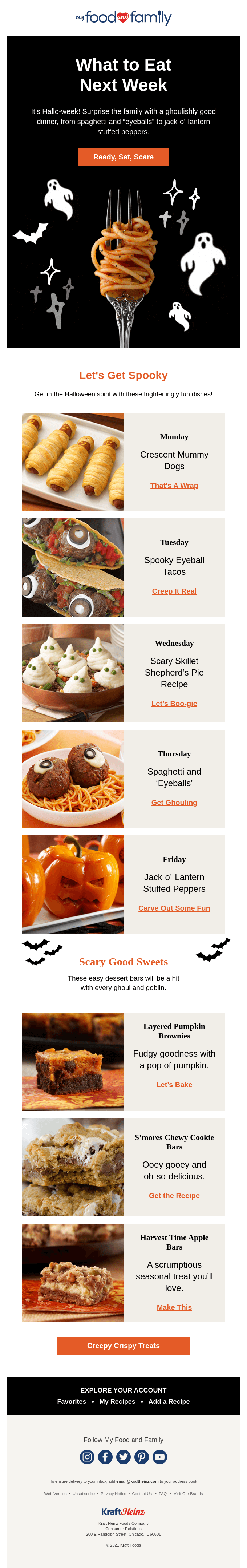 My Food and Family's Best Halloween Email
