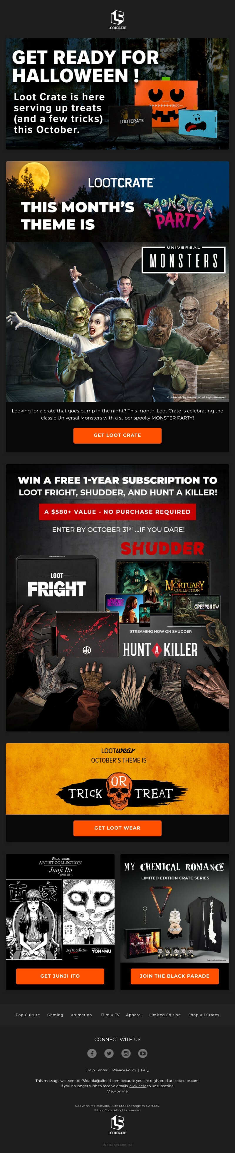 Lootcrate's Best Halloween Email