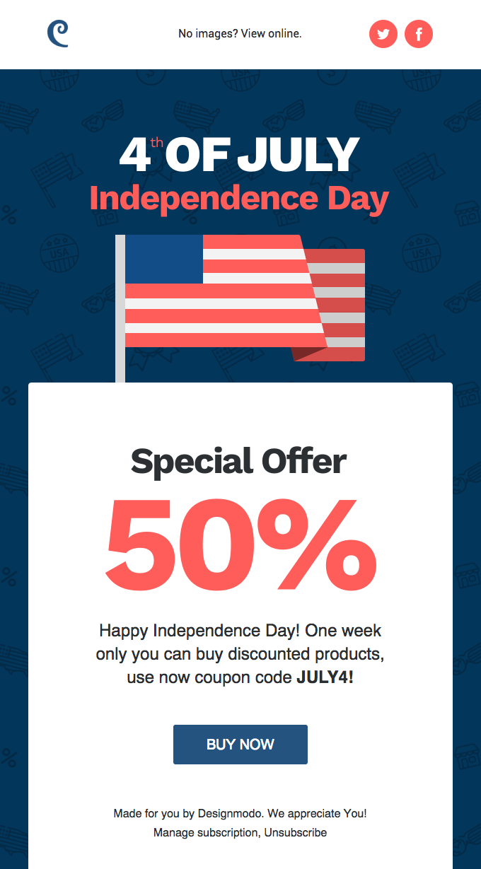 DesignModo's 4th of July Special Offer Email