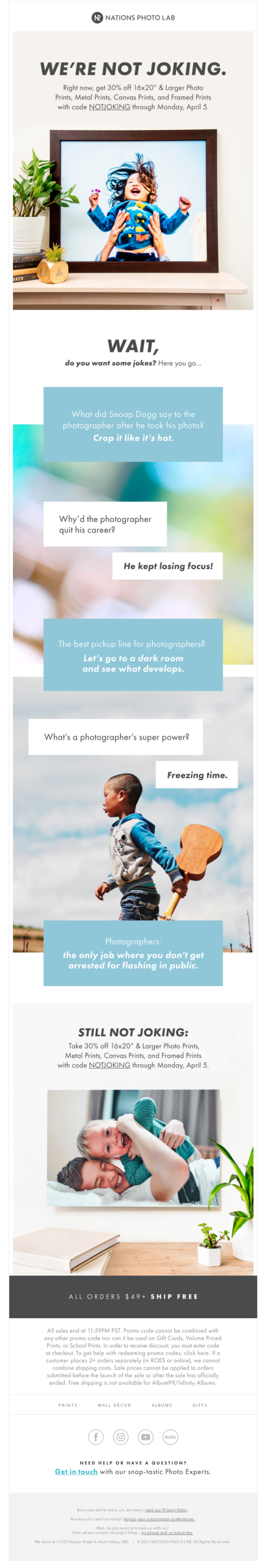 Nations Photo Lab's April Fools' Email