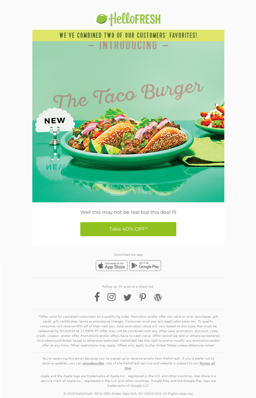 Hello Fresh's April Fools' Email