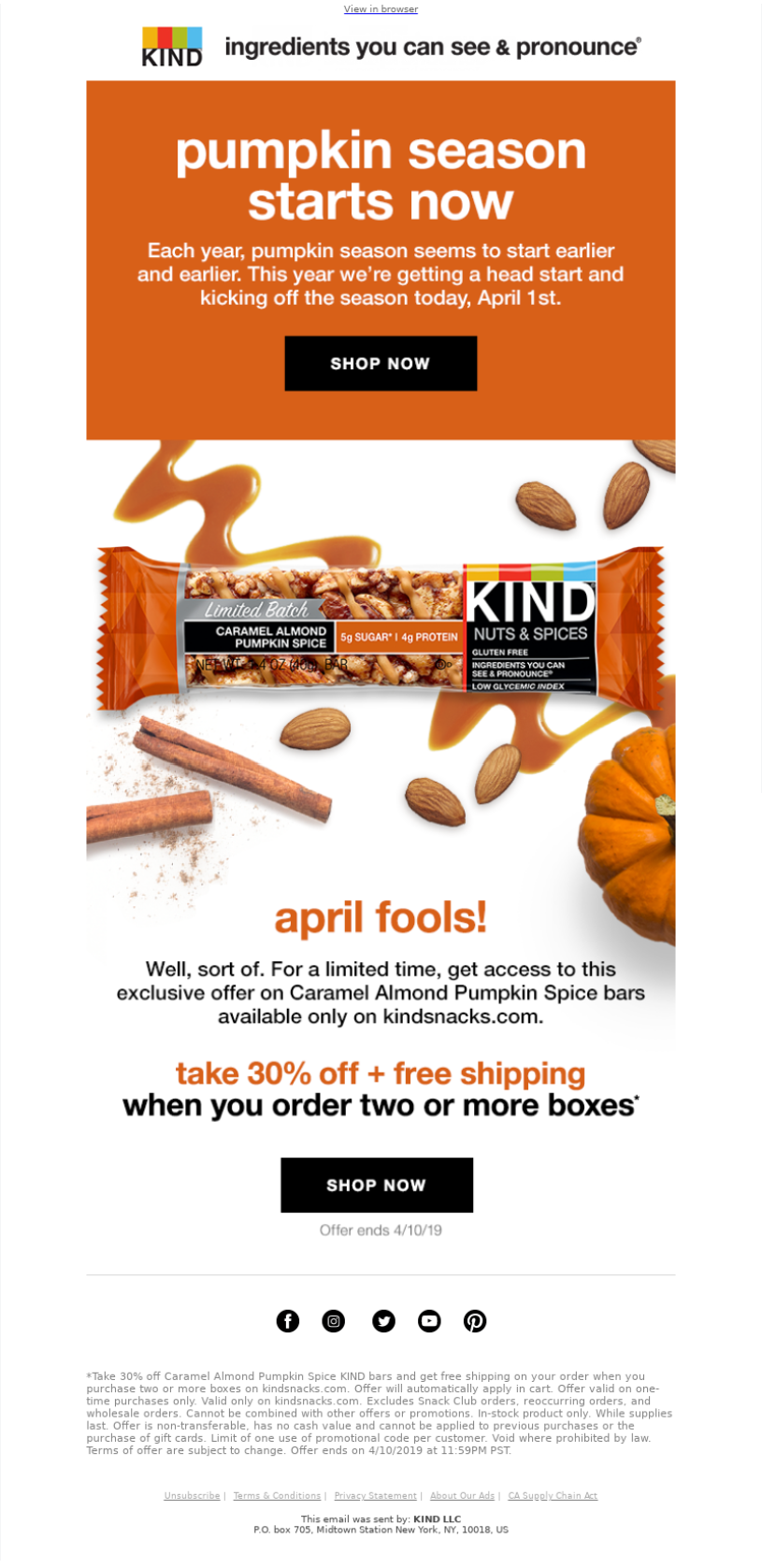 Kind's April Fools' Email