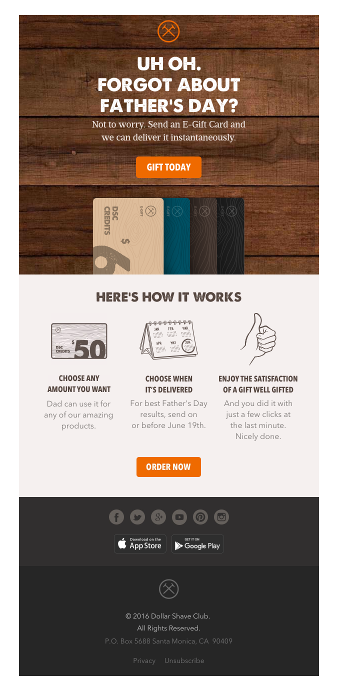 Dollar Shave Club's Father's Day Email