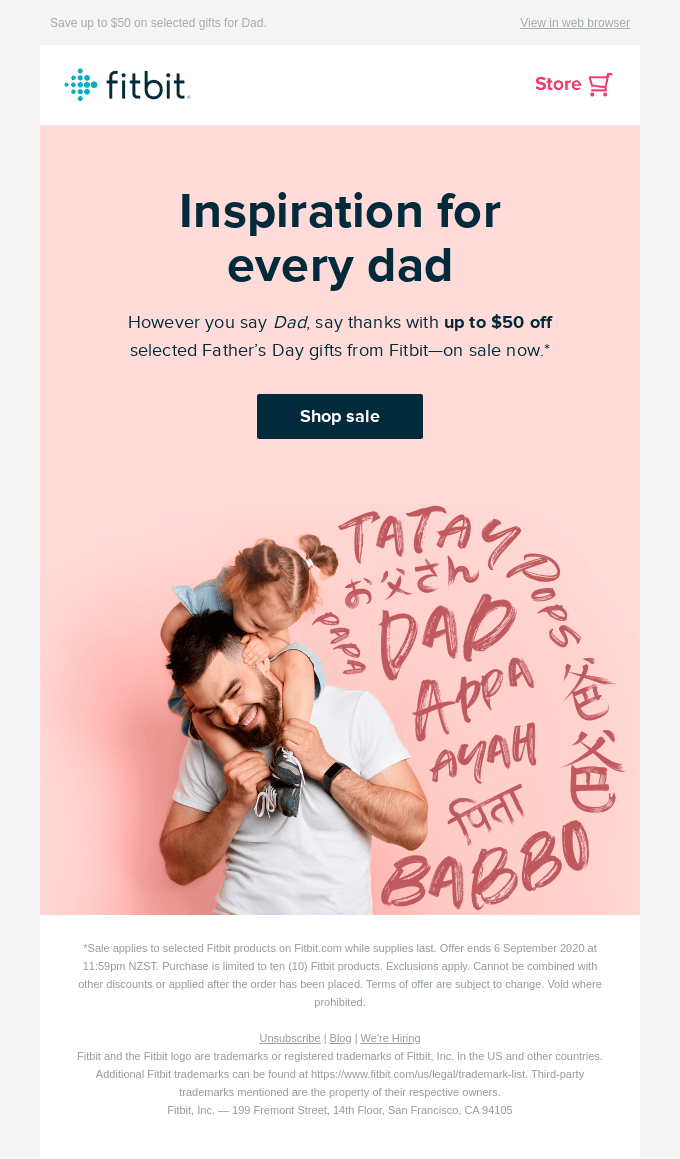 Fitbit's Father's Day Email